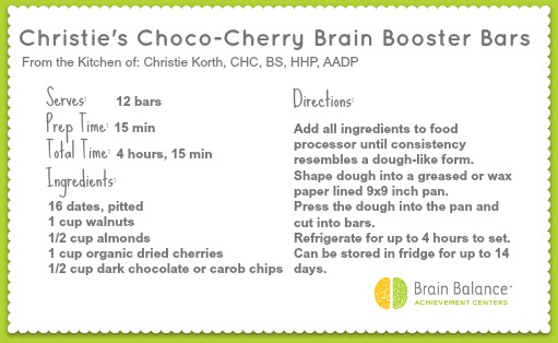 Brain Balance Recipe Choco-Cherry Bars